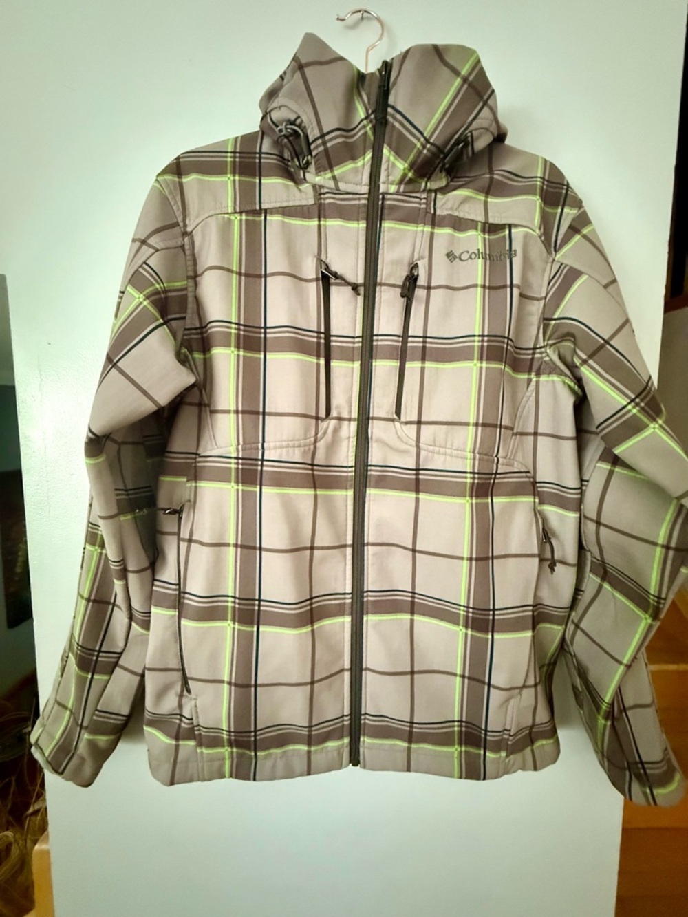Vintage Columbia Omni-Shield Plaid Ski Jacket - Neon Green & Grey